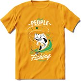 Cool People Do Fishing - Vissen T-Shirt | Groen | Grappig Verjaardag Vis Hobby Cadeau Shirt | Dames - Heren - Unisex | Tshirt Hengelsport Kleding Kado - Geel - XXL