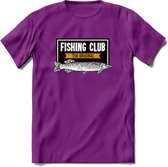 Fishing Club - Vissen T-Shirt | Grappig Verjaardag Vis Hobby Cadeau Shirt | Dames - Heren - Unisex | Tshirt Hengelsport Kleding Kado - Paars - XL