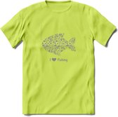 I Love Fishing - Vissen T-Shirt | Grijs | Grappig Verjaardag Vis Hobby Cadeau Shirt | Dames - Heren - Unisex | Tshirt Hengelsport Kleding Kado - Groen - XL