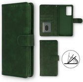 Samsung Galaxy S22 Ultra Hoesje Groen - Luxe Kunstlederen Portemonnee Book Case