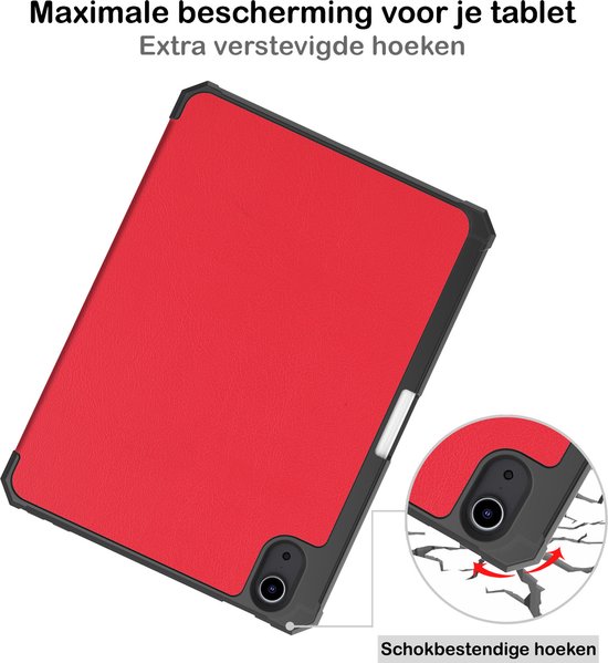 Hoesje - Geschikt voor Apple iPad Mini 6 (2021) - 8.3 inch - 6e Generatie - Met Screenprotector - Trifold Bookcase Hoes - Hard Cover Case - Met Uitsparing Geschikt voor Apple Pencil - Hardcover Book - Tablethoes - Rood