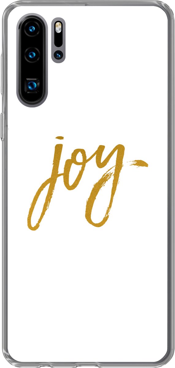 Telefoonhoesje Geschikt voor Huawei P30 Pro hoesje - Kerst - Joy - Goud - Spreuken - Quotes - Siliconen Telefoonhoesje Telefoonhoesje