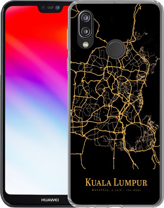 Coque Huawei P20 Lite (2020) - Kuala Lumpur - Carte - Or - Coque de téléphone en Siliconen