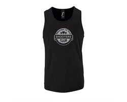 Zwarte Tanktop sportshirt met "Member of the Shooters club" Print Zilver Size XXL
