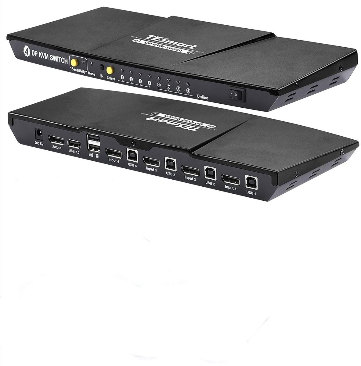 NÖRDIC KVM-106 Switch 4 in naar 1 uit - Display Port 4K60Hz - USB 2.0 - Geschikt voor Xbox, PS5 en laptop - Zwart