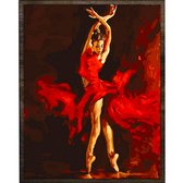 Eagle® Diamond Painting Volwassenen - Dansende Vrouw in Rode Jurk - 50x40cm - Vierkante Steentjes
