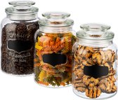 APS-Germany® Luxe Bocaux de conservation Jars - Couvercles - 3 pièces - Boîtes de Bidons alimentaires en Verres