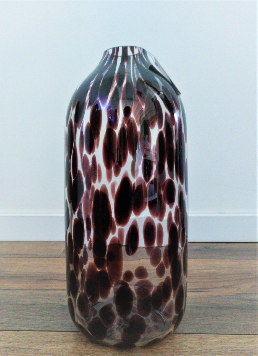 Natural Collections - Turtle - Cheetah glazen vaas bruin - diameter 13.5 cm - hoogte 29 cm