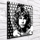 Pop Art Jim Morrison Canvas - 70 x 70 cm - Canvasprint - Op dennenhouten kader - Geprint Schilderij - Popart Wanddecoratie