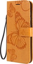 Mobigear Telefoonhoesje geschikt voor Samsung Galaxy A41 Hoesje | Mobigear Butterfly Bookcase Portemonnee | Pasjeshouder voor 2 Pasjes | Telefoonhoesje voor Pinpas / OV Kaart / Rijbewijs - Cognac