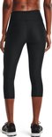 Zwarte Under Armour capri sportbroek, achterkant, gedragen door een vrouw.