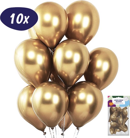 Luxe Chrome Ballonnen – Gouden Ballon - Metallic Gold Chroom – Verjaardag Versiering – Latex Helium Ballonnenset – Geschikt voor Ballonnenboog en Pilaar – Goud Feestje – 10 stuks