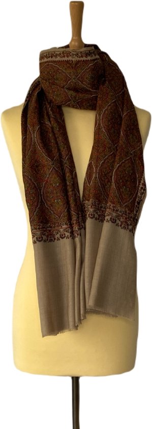 Écharpe femme en cachemire - marron avec motif Sozni brodé | bol.com