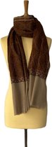 Kasjmier sjaal dames – bruin met geborduurd Sozni design