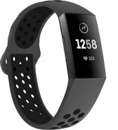 Siliconen Smartwatch bandje - Geschikt voor  Fitbit Charge 4 sport band - donkergrijs/zwart - Maat: L - Strap-it Horlogeband / Polsband / Armband