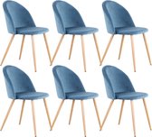 Eetkamerstoelen - Scandinavisch - Set Van 6 - Blauw - Eetkamerstoel - Woonkamerstoel - Dineerstoelen - Tafelstoelen