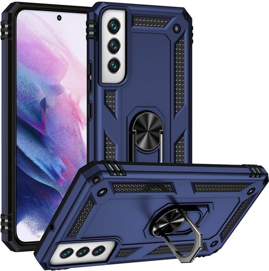 Samsung Galaxy S22 Plus Case Hybrid Kickstand Back Cover Blauw