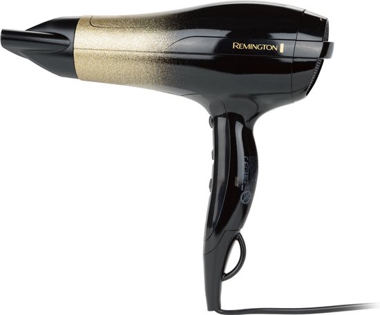 REMINGTON Haardroger Gold Dust - Eenvoudig je haar drogen en in model brengen met deze föhn - Vermogen: 240 W - Snelheden: 2 - Turbofunctie - 2x langere levensduur van de motor - 90 km/u - sterke luchtstroom voor snel drogen