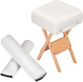 Kruk Met Twee Witte Roll Kussens - Massagestoel - Behandelstoel -