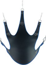 Leather sling with blue piping - 5 points - Black