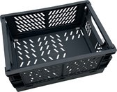 Stapelbaar | Inklapbaar| Vouwkrat set van 5 stuks / Boodschappenkrat 33x24.5x15 cm | grijs