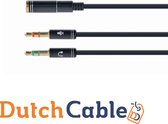 DutchCable Premium Series - 3,5 mm stereo + microfoon naar 4-pins 3,5 mm adapterkabel -