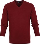 Suitable - Lamswol Trui V-Hals Bordeaux - Heren - XL - Regular-fit - Mannen trui van Wol
