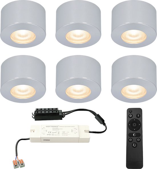 Complete set 6x3W dimbare LED in/opbouwspots Navarra IP44