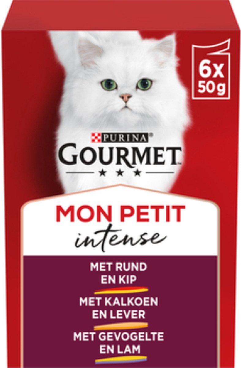 8x Gourmet Mon Petit Kattenvoer Nat Duo Vlees 6 x 50 gr