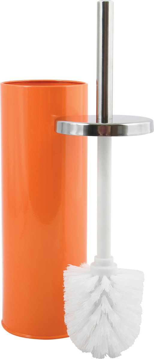 MSV Brosse WC sur support/balai WC - 2x - métal - orange - 38 cm