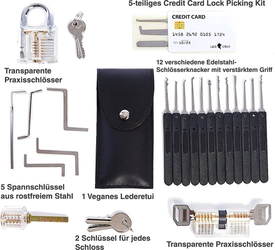 Kit de crochetage 30 pièces avec serrure d'entraînement et étui -  Accessoires outils à main - Achat & prix