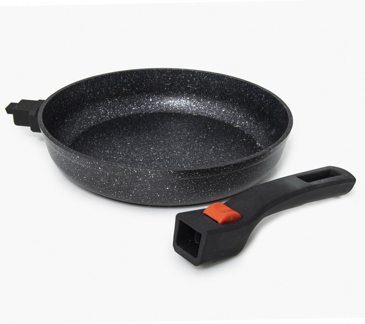 Korkmaz Ornella aluminium koekenpan 28 cm met afneembaar bakeliet handvat - 5-laags non-stick coating - marmer look - Solar Base bodem