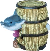 Superfish decoratie dolphin barrel 10,5 x 7,5 x 7,5 cm