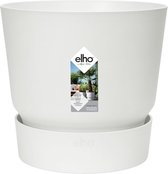 Elho Greenville Rond 16 - Bloempot voor Buiten met Waterreservoir - 100% Gerecycled Plastic - Ø 16 x H 15.3 cm - Wit