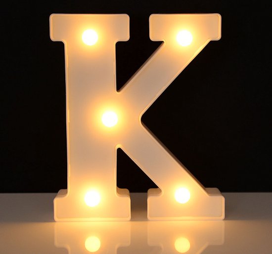 Lichtgevende Letter K - 16 cm - Wit - LED