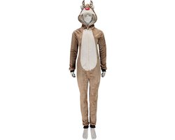 Apollo - Kerst Onesie - Rendier - Multi Bruin - Maat S/M - Kerst Pyjama - Kerst onesie volwassenen - Rendier onesie