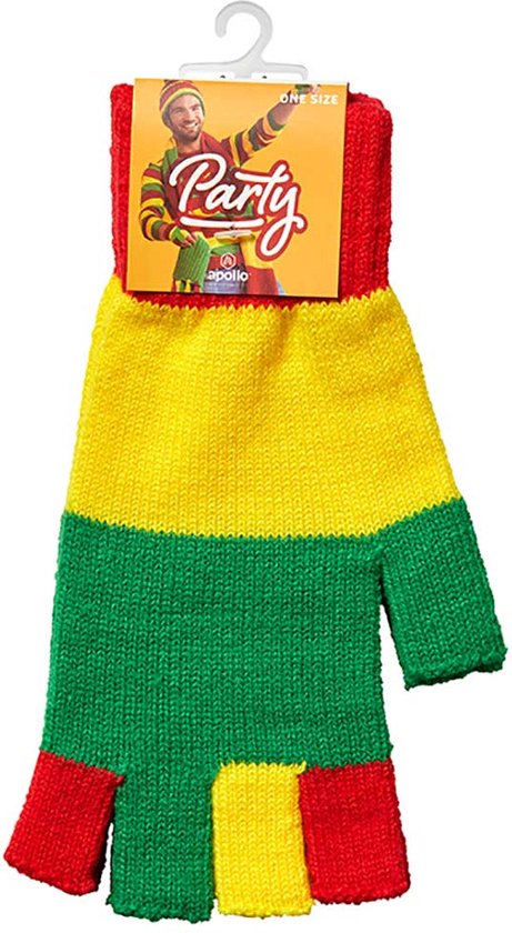 Gants sans doigts - Gants de carnaval - Gants de carnaval rouge/jaune/vert - taille unique - Gants sans doigts femmes - Gants sans doigts hommes - gants sans doigts - Apollo