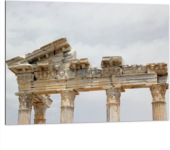 Dibond - Tempel van Apollon in Delphi, Turkije - 100x75 cm Foto op Aluminium (Wanddecoratie van metaal)