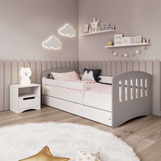 Kocot Kids Bed classic 1 grijs met lade met matras 180/80 Kinderbed