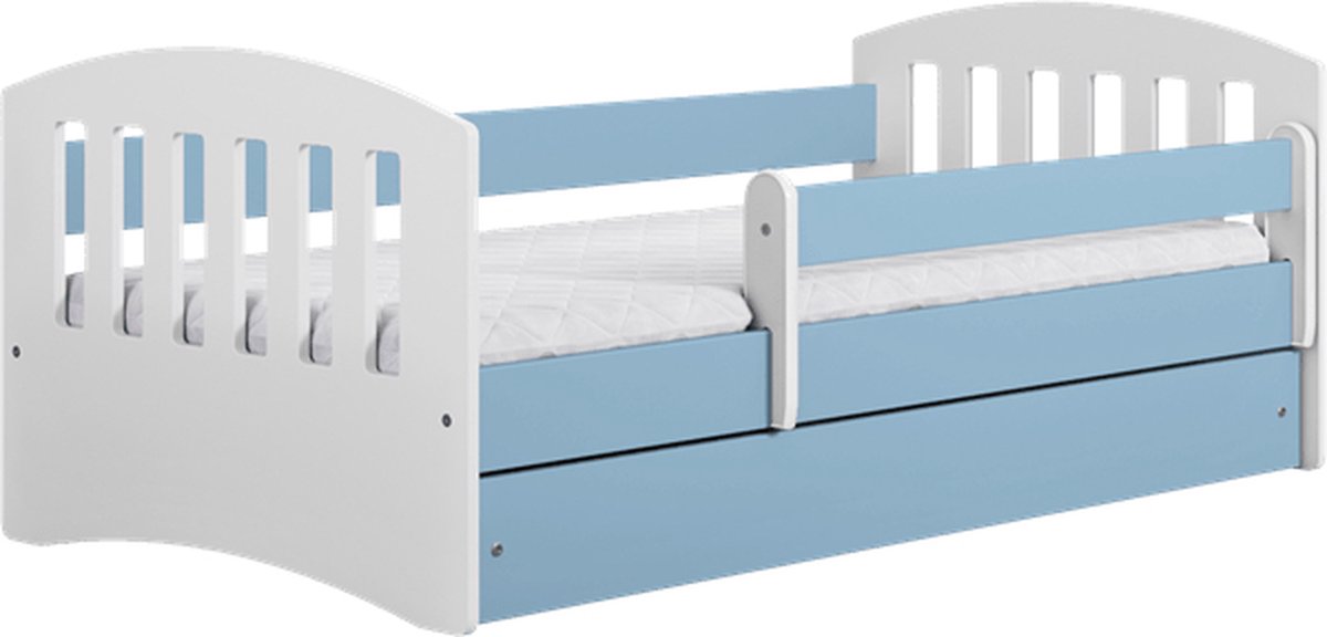 Kocot Kids - Bed classic 1 blauw zonder lade met matras 180/80 - Kinderbed - Blauw