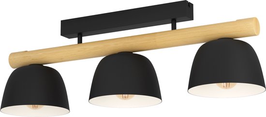 EGLO Sherburn Plafondlamp - E27 - 80 cm - Zwart/Bruin - Hout