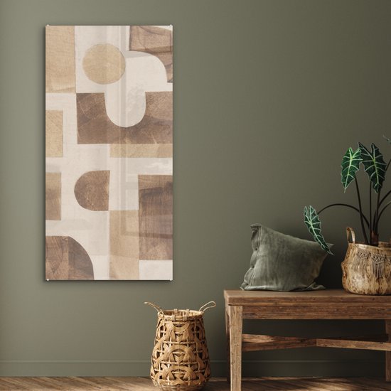 MuchoWow® Peinture sur verre 60x120 cm - Peinture sur verre acrylique - Abstrait - Puzzle - Formes - Couleurs - Photo sur verre - Peintures