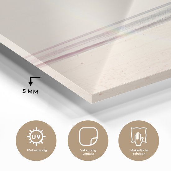 MuchoWow® Peinture sur verre 80x40 cm - Peinture sur verre acrylique - Plage - Cabane - Soleil - Mer - Été - Photo sur verre - Peintures