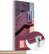 MuchoWow® Glasschilderij 20x40 cm - Schilderij acrylglas - Architectuur - Kleuren - Pastel - Huis - Foto op glas - Schilderijen