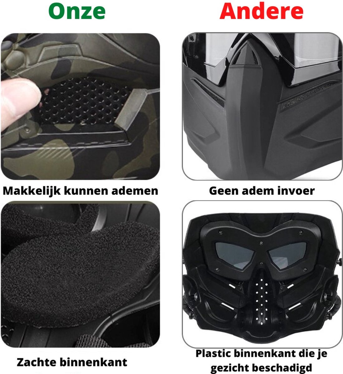 Masque Airsoft - Casque Airsoft - Masque Paintball - Casque Tactique -  Zwart