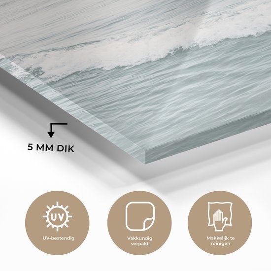 MuchoWow® Glasschilderij 80x120 cm - Schilderij acrylglas - Zee - Golven - Natuur - Water - Foto op glas - Schilderijen