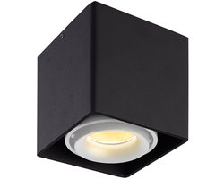 Dimbare LED Opbouwspot plafond Esto - Zwart met witte afdekring - IP20 - kantelbaar - 4W 2700K - voor droge ruimtes
