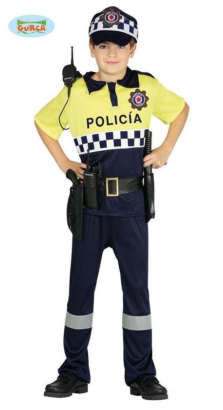 Fiestas Guirca Politiepak Jongens Polyester Blauw geel Mt 10 12 bol