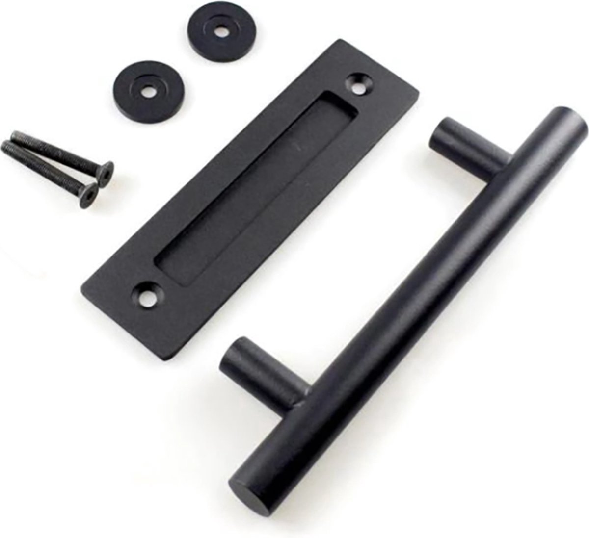 Matte Black Rotatable Barn Door Handles - 3-3/4 Inch | Foldable Design For Sliding Doors, Gates, Closets & More