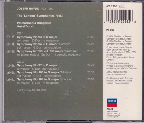 London Symphonies Vol.1 - Philharmonia Hungarica o.l.v. Antal Dorati